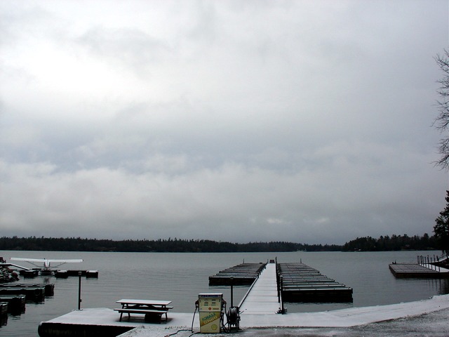 Snow covered dock